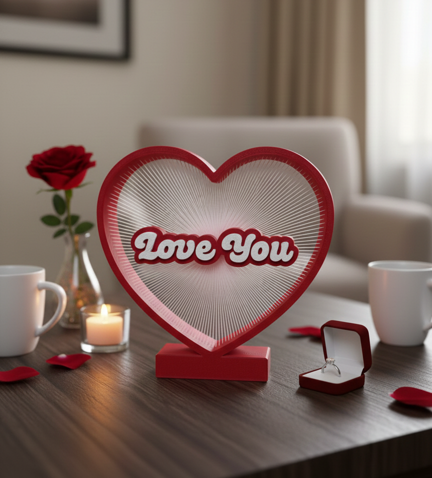 Love You Heart String Art With Customised Name - Best Valentine Gift