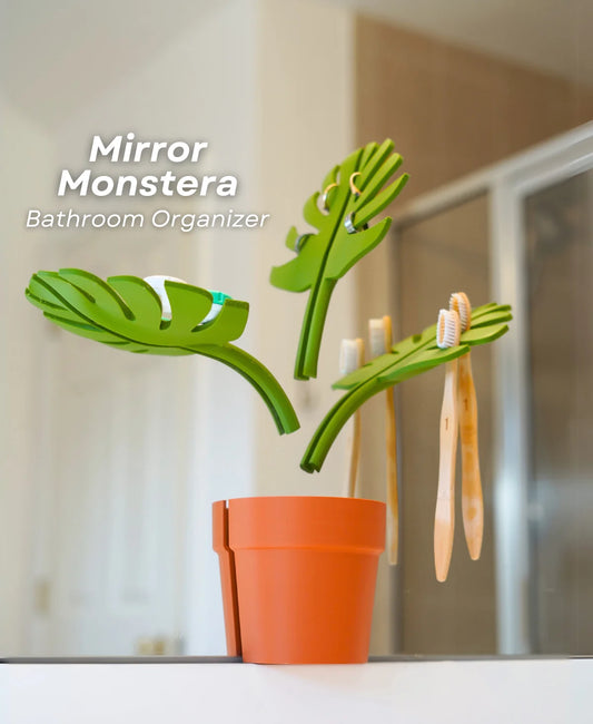 Leafix Mirror Monstera Bathroom Organizer (Mounts to the Mirror)