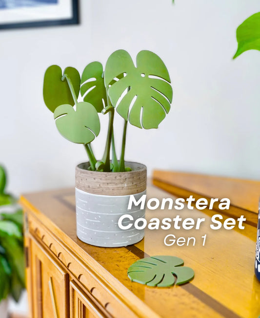Leafix Classic Monstera Coaster Set With Magnetic Leaves & Pot