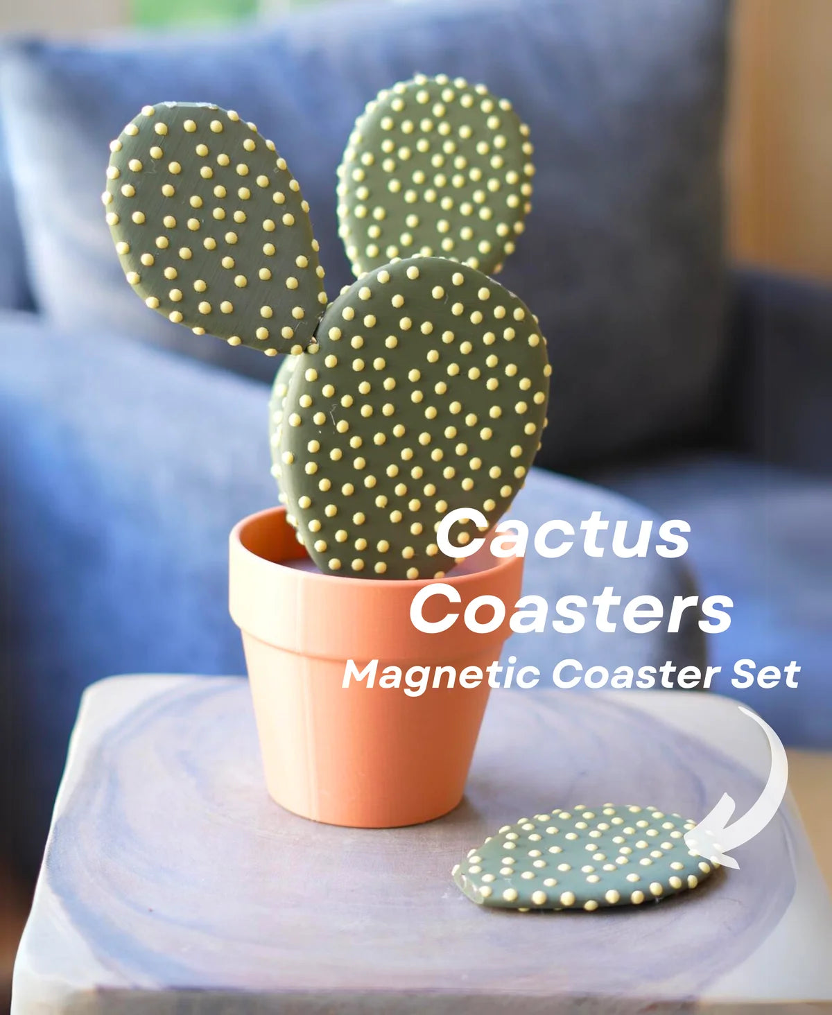Cactus Coasters - Magnetic Cactus Coaster Set (5 Cactus Pieces)