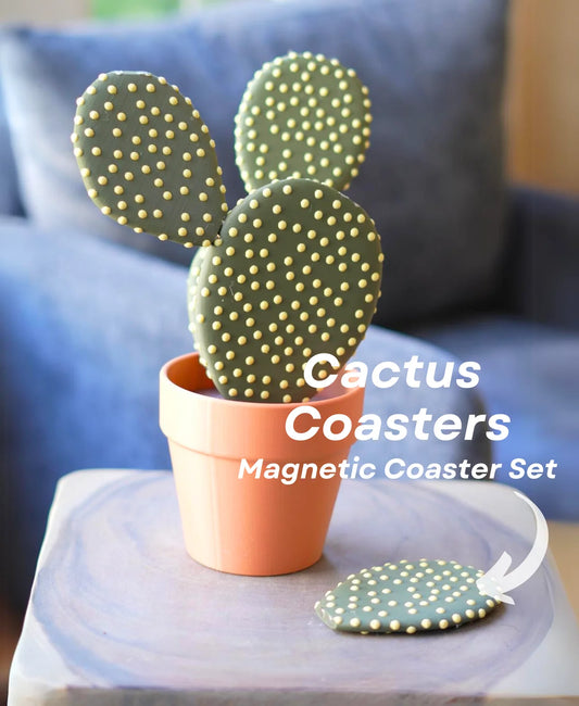 Cactus Coasters - Magnetic Cactus Coaster Set (5 Cactus Pieces)