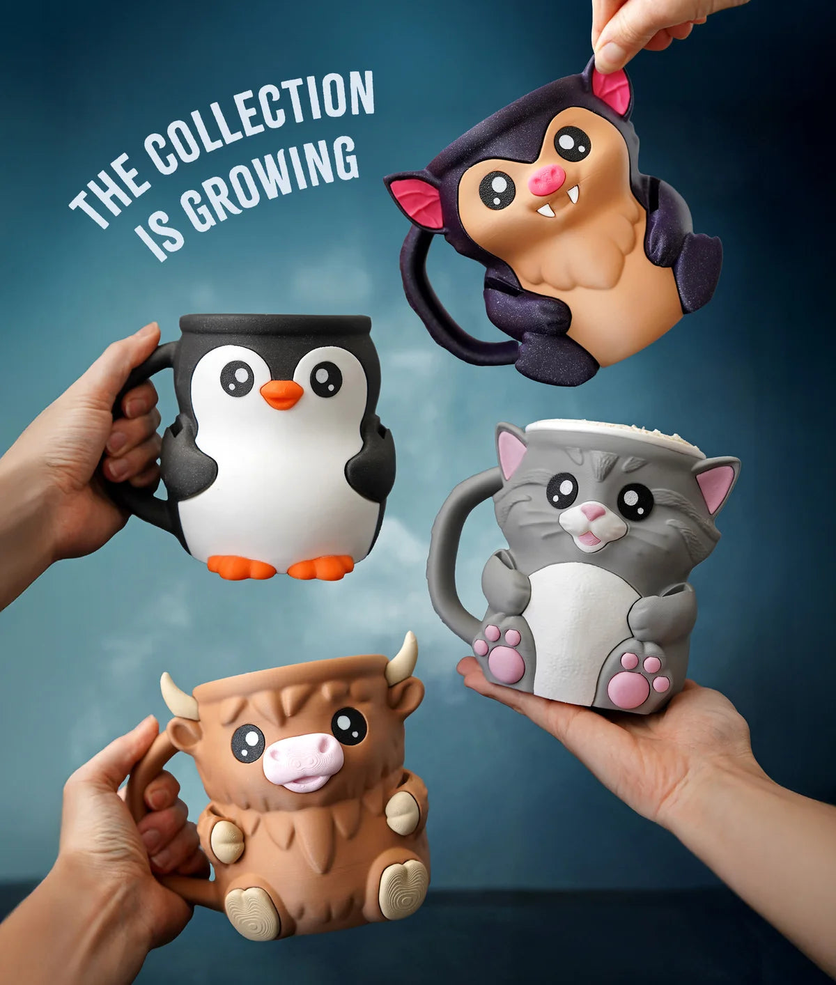 Ice Cream Pint Holder with Spoon Slots (Penguin, Highland Cow, Bat, Cat)