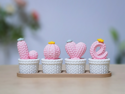 Love Knitted Cactus Décor Set (Threaded Design) – Valentine Gift Item