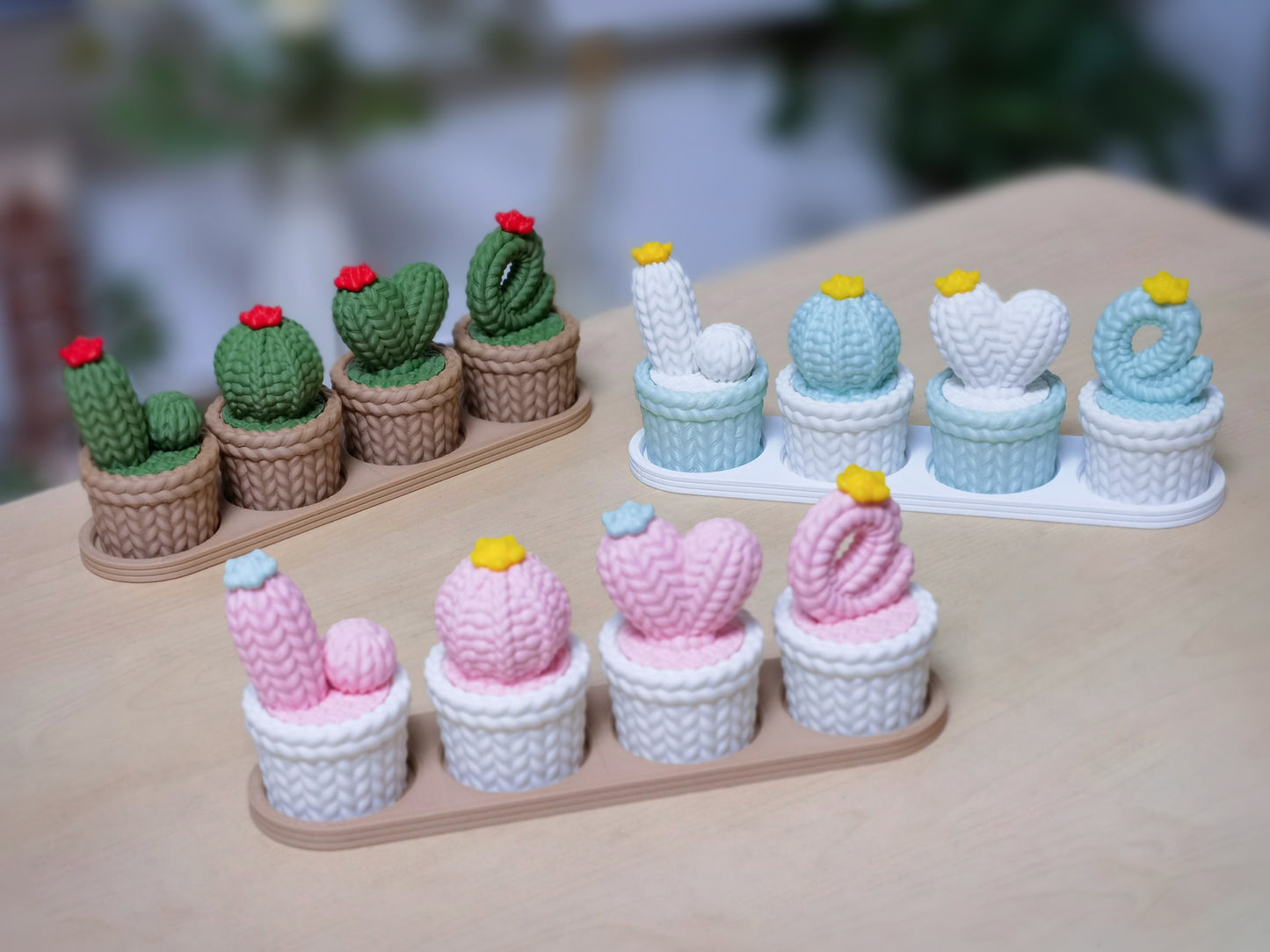 Love Knitted Cactus Décor Set (Threaded Design) – Valentine Gift Item