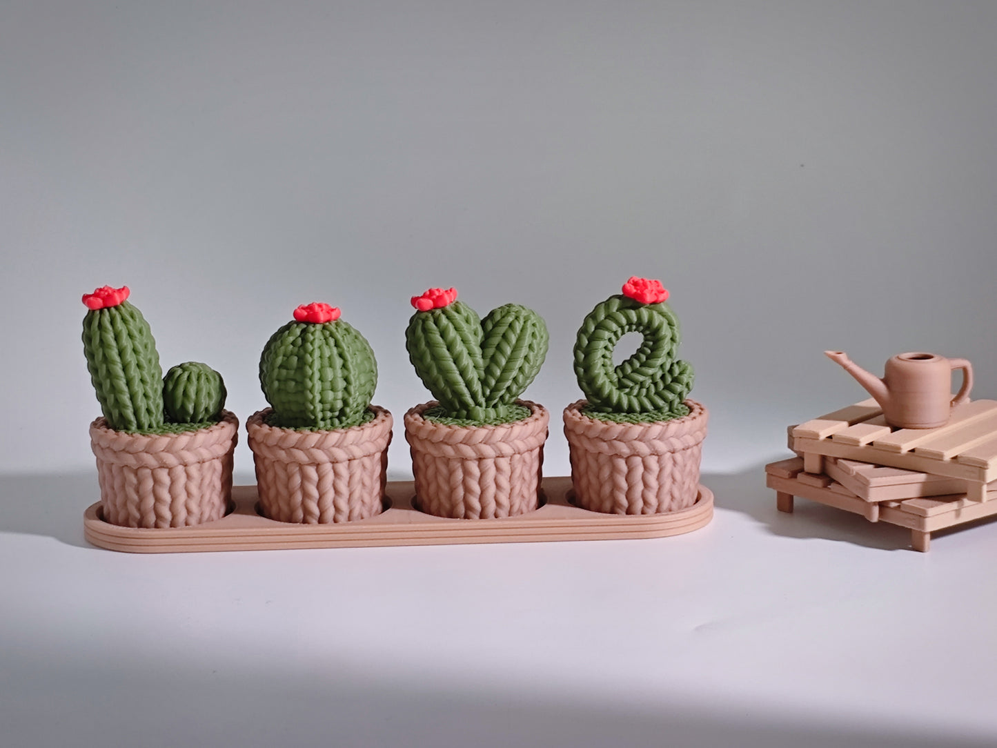 Love Knitted Cactus Décor Set (Threaded Design) – Valentine Gift Item