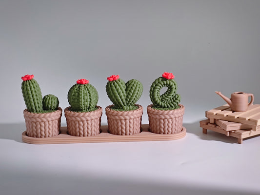 Love Knitted Cactus Décor Set (Threaded Design) – Valentine Gift Item