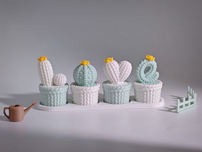 Love Knitted Cactus Décor Set (Threaded Design) – Valentine Gift Item