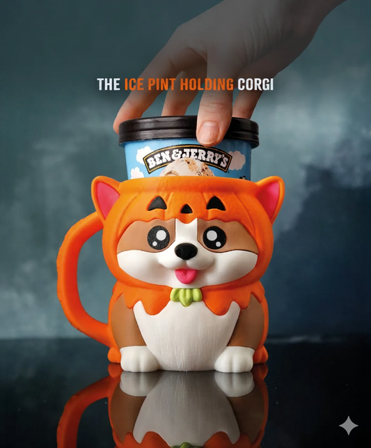 Corgi Ice Cream Pint Holder with Spoon Slots