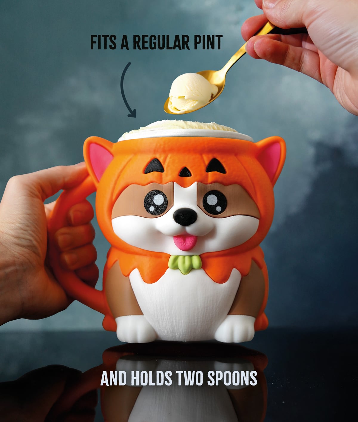 Corgi Ice Cream Pint Holder with Spoon Slots
