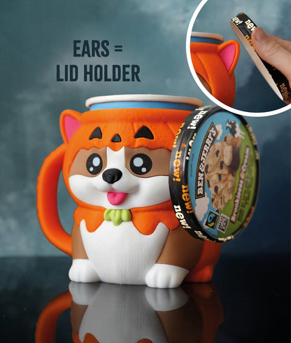 Corgi Ice Cream Pint Holder with Spoon Slots
