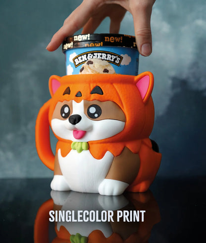 Corgi Ice Cream Pint Holder with Spoon Slots