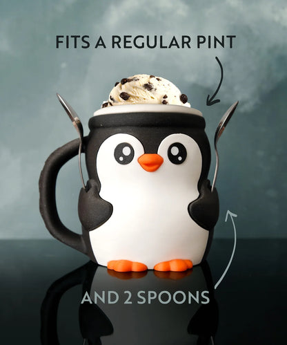 Ice Cream Pint Holder with Spoon Slots (Penguin, Highland Cow, Bat, Cat)