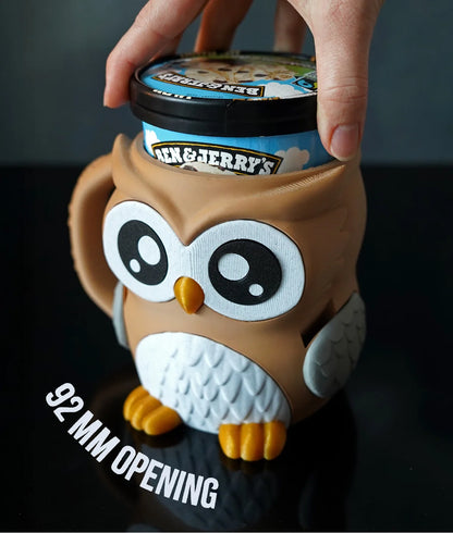 Owl Ice Cream Pint Holder with Spoon Slots