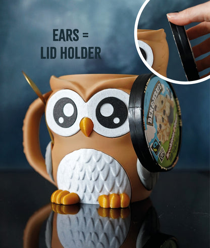Owl Ice Cream Pint Holder with Spoon Slots