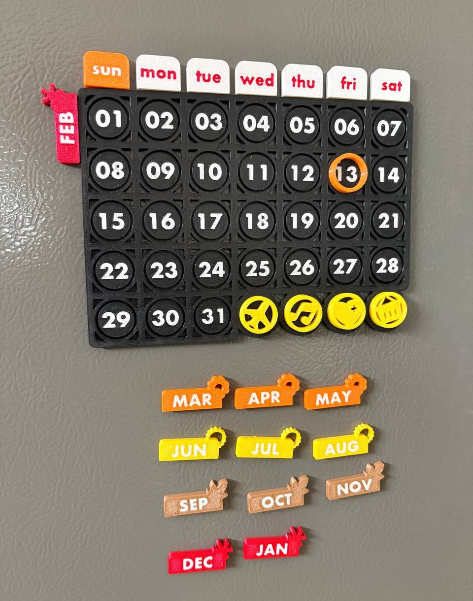 Magnetic Fridge Calendar