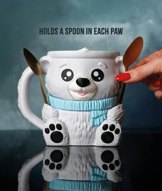Polar Bear Ice Cream Pint Holder with Spoon Slots
