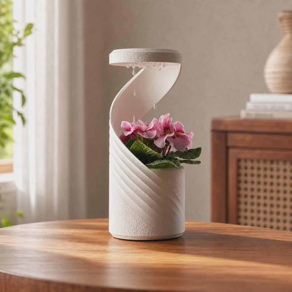 Spiral Desk Vase with Drip Tray (Manual)