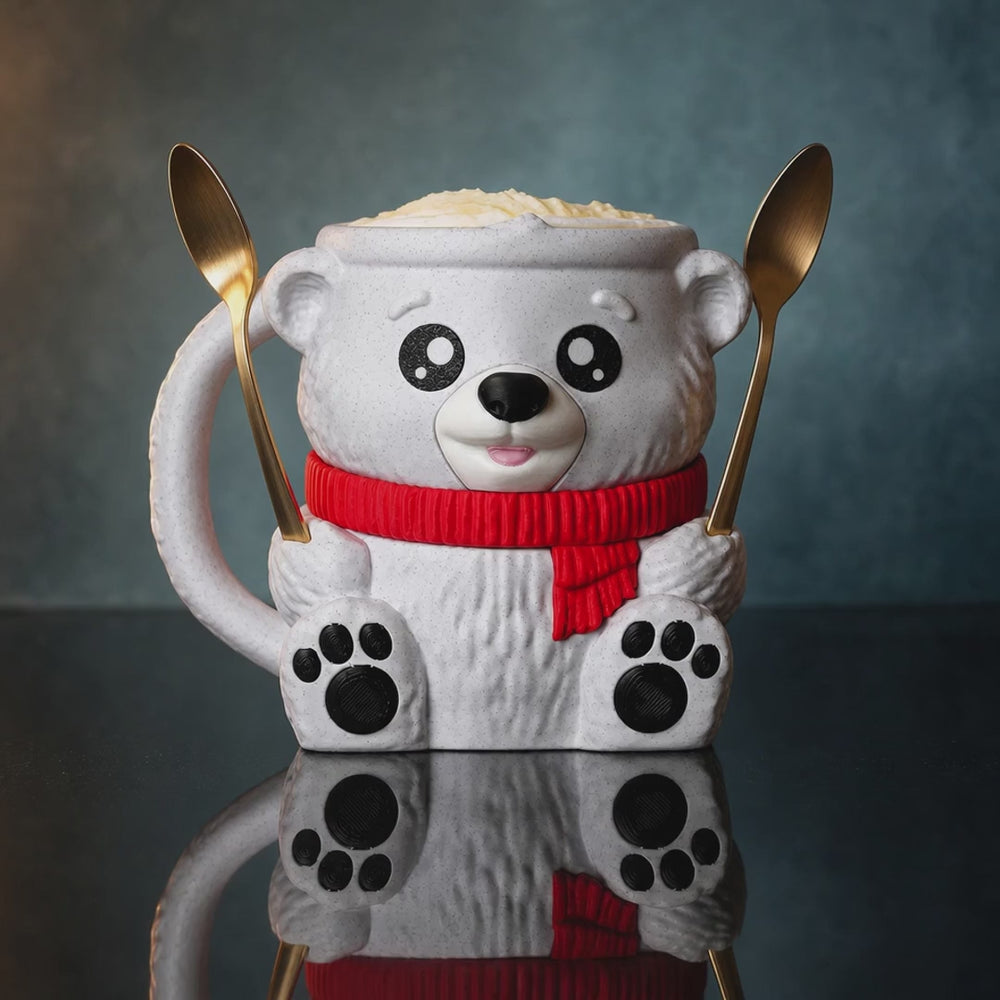 Polar Bear Ice Cream Pint Holder with Spoon Slots